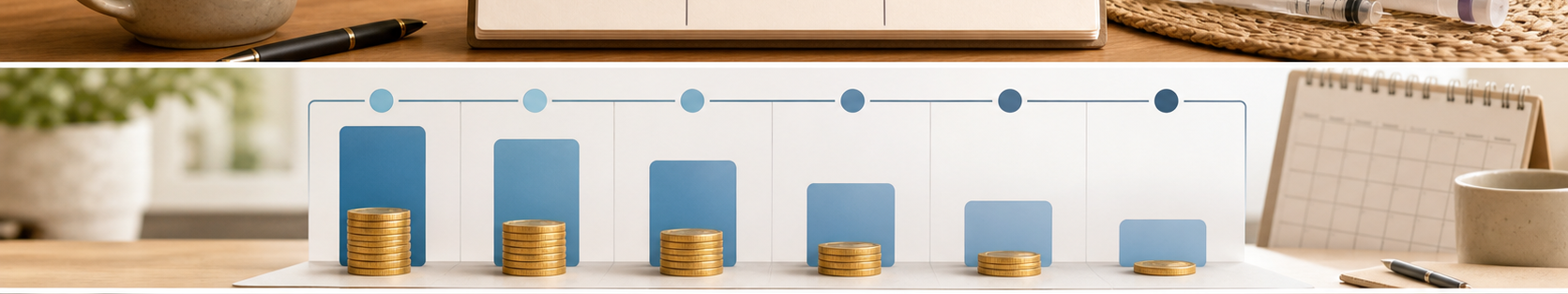 Cheapest tirzepatide six month affordability timeline with calendar and cost blocks